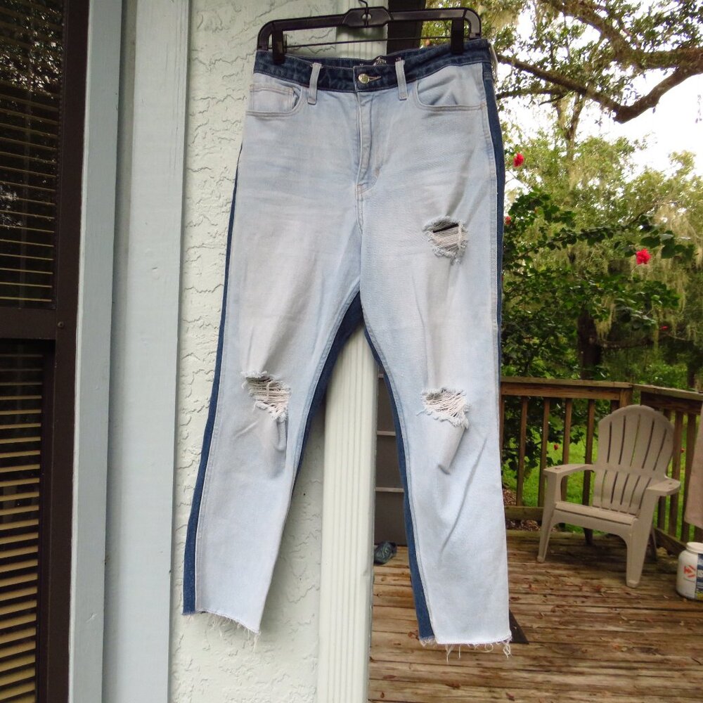 Hollister Abercrombie Fitch Womens 2 tone high rise Jeans 28" waist Distressed